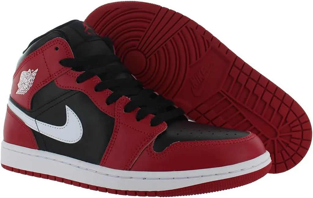 Jordan Men's 1 Mid Black/White-Gym Red (DQ8426 061)