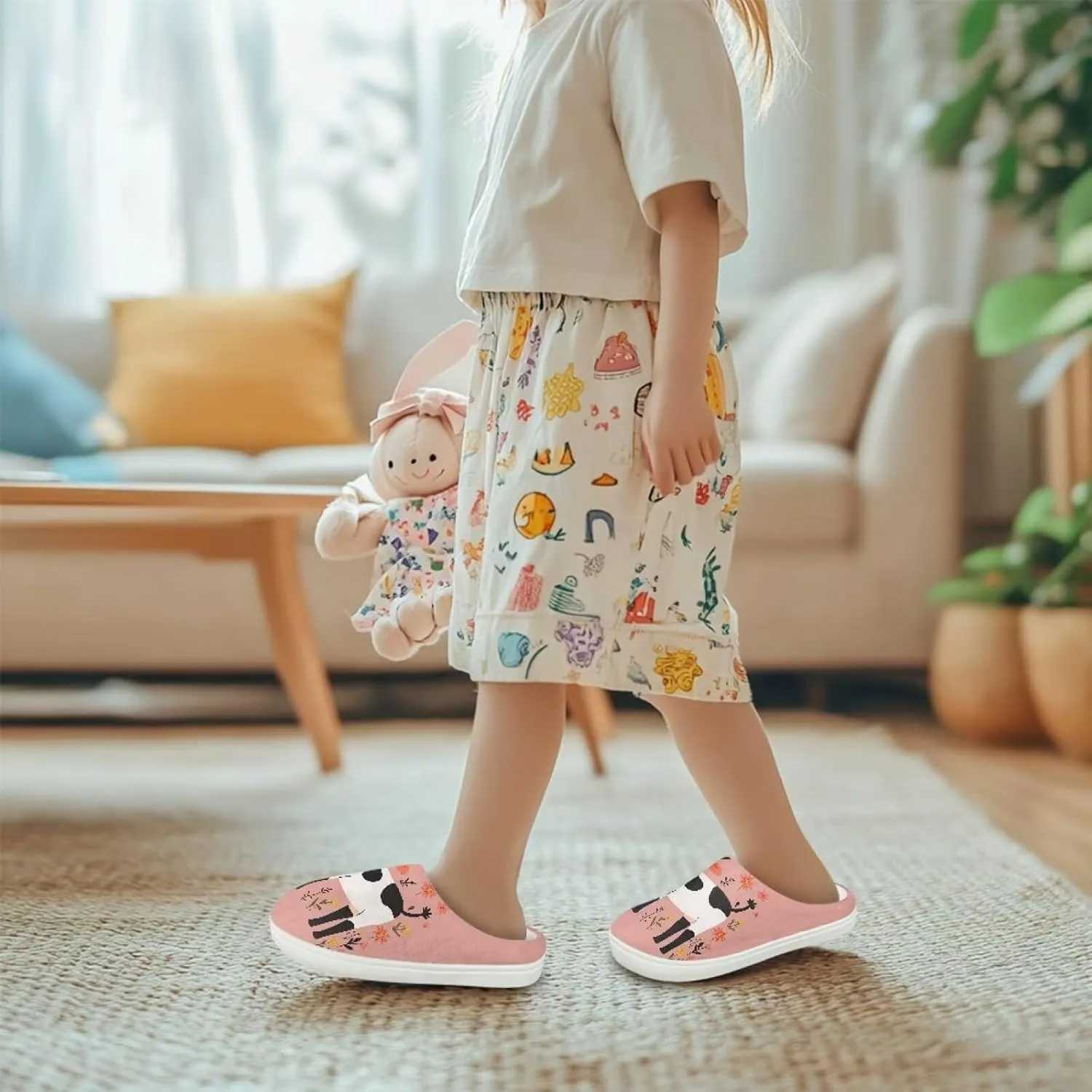 Kids Cotton Slippers Winter Warm Soft Plush Slippers Non Slip Flannel Fuzzy House Shoes Indoor Shoes for Boys Girls US 9-15