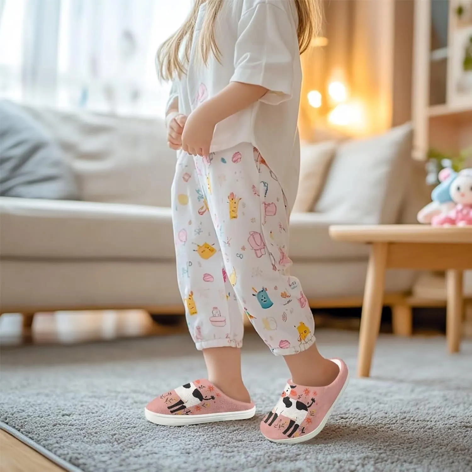 Kids Cotton Slippers Winter Warm Soft Plush Slippers Non Slip Flannel Fuzzy House Shoes Indoor Shoes for Boys Girls US 9-15