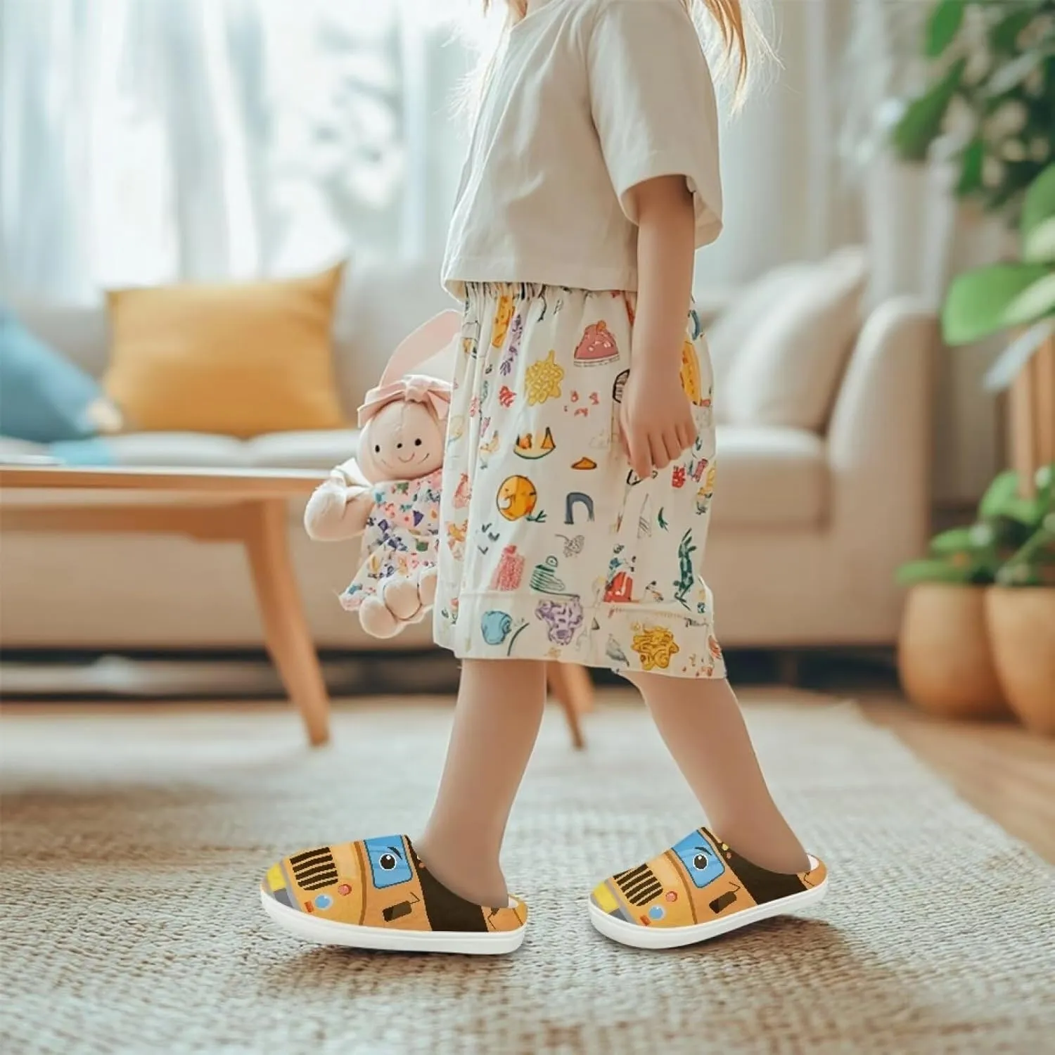 Kids Cotton Slippers Winter Warm Soft Plush Slippers Non Slip Flannel Fuzzy House Shoes Indoor Shoes for Boys Girls US 9-15