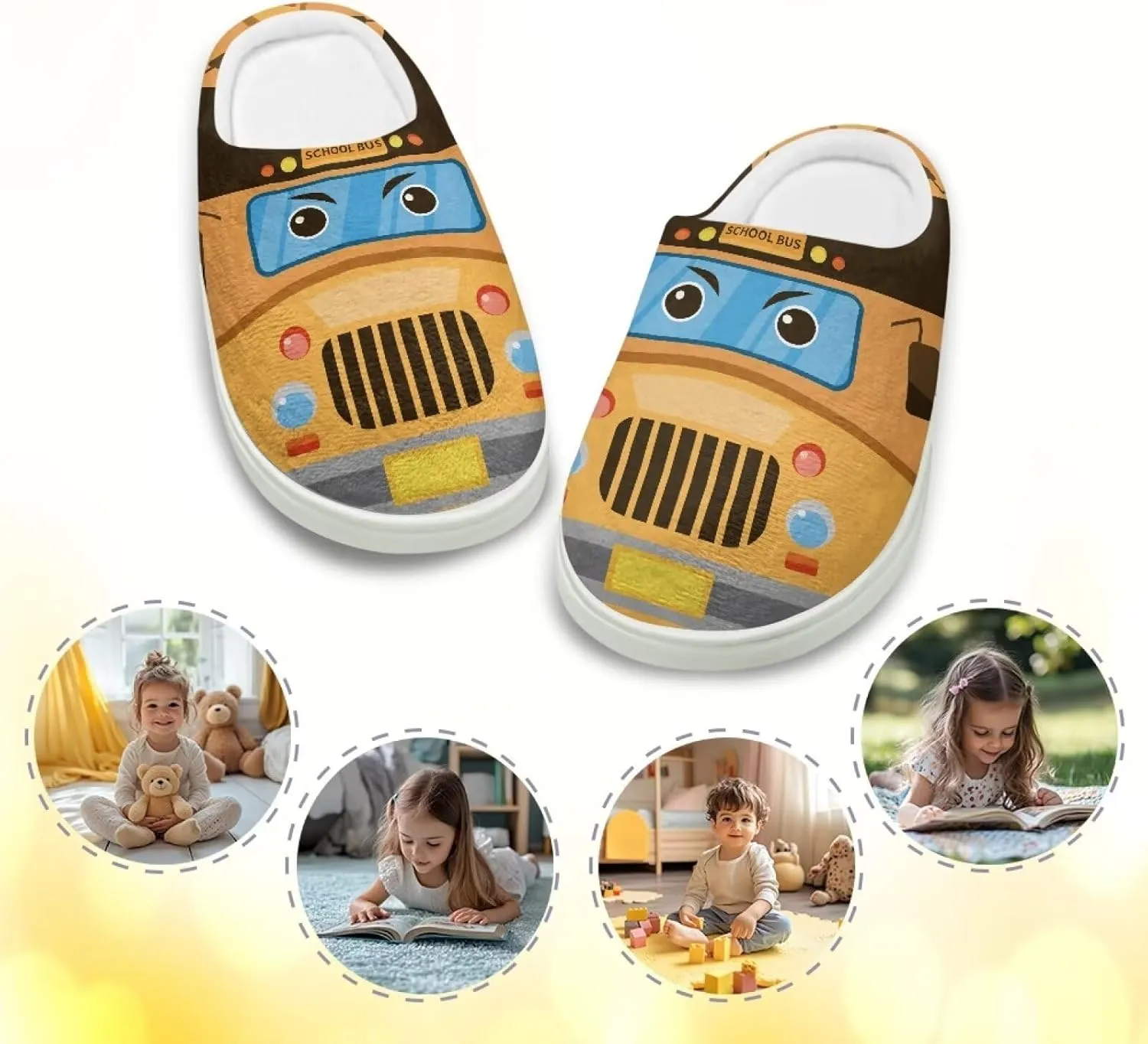 Kids Cotton Slippers Winter Warm Soft Plush Slippers Non Slip Flannel Fuzzy House Shoes Indoor Shoes for Boys Girls US 9-15
