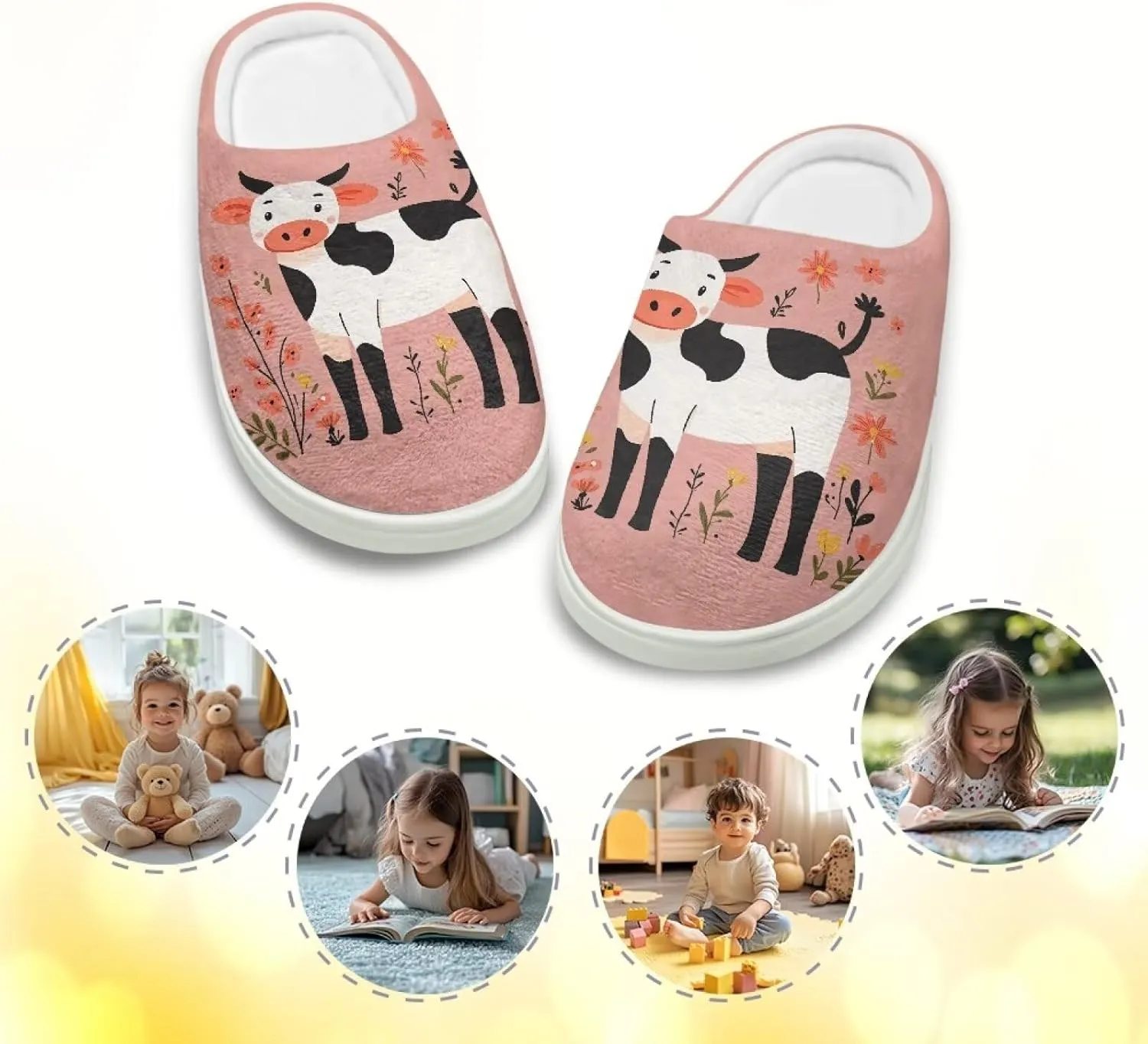 Kids Cotton Slippers Winter Warm Soft Plush Slippers Non Slip Flannel Fuzzy House Shoes Indoor Shoes for Boys Girls US 9-15