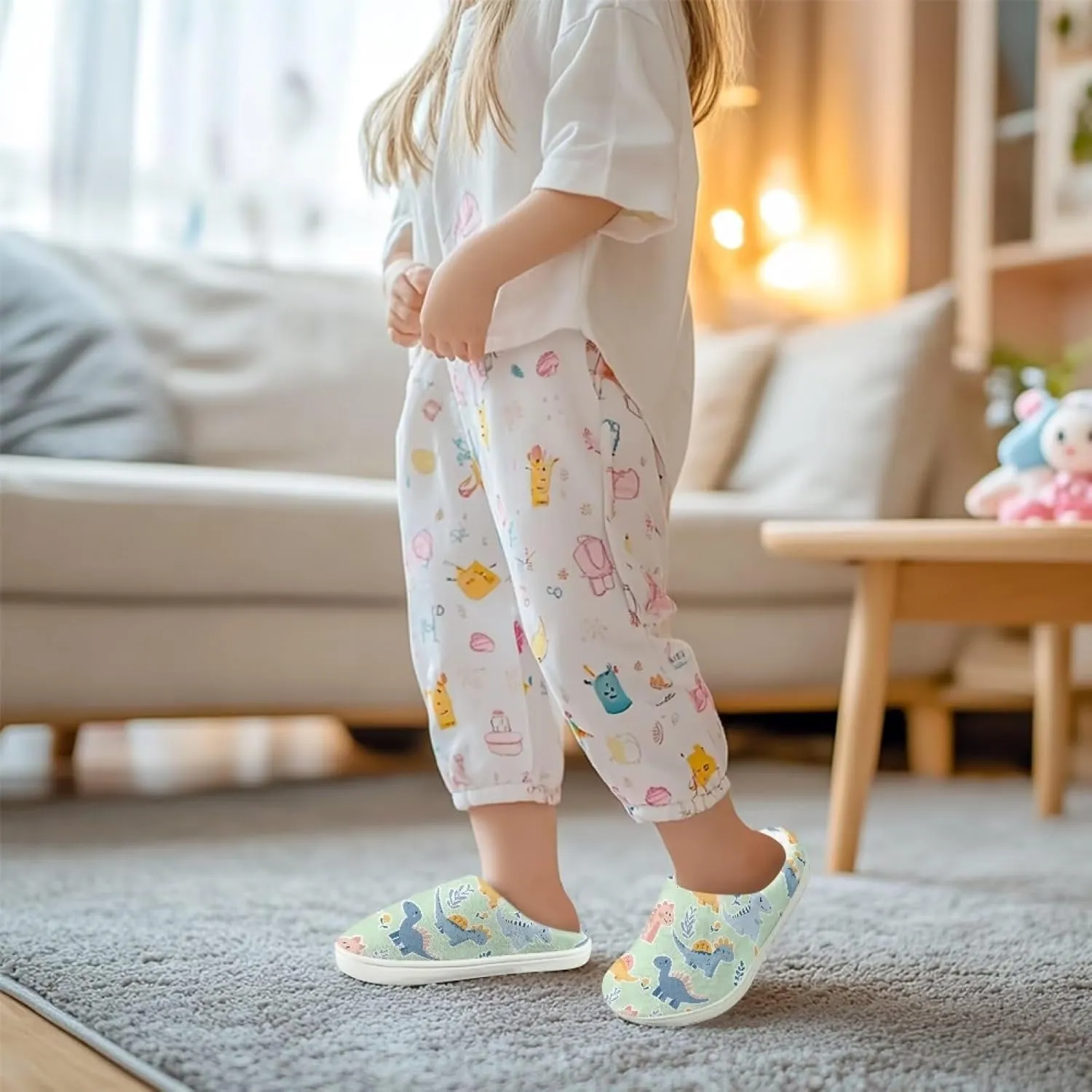 Kids Cotton Slippers Winter Warm Soft Plush Slippers Non Slip Flannel Fuzzy House Shoes Indoor Shoes for Boys Girls US 9-15