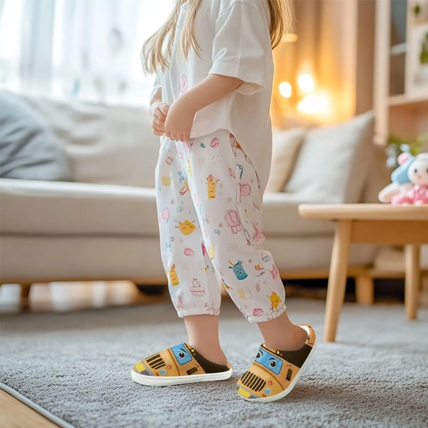 Kids Cotton Slippers Winter Warm Soft Plush Slippers Non Slip Flannel Fuzzy House Shoes Indoor Shoes for Boys Girls US 9-15