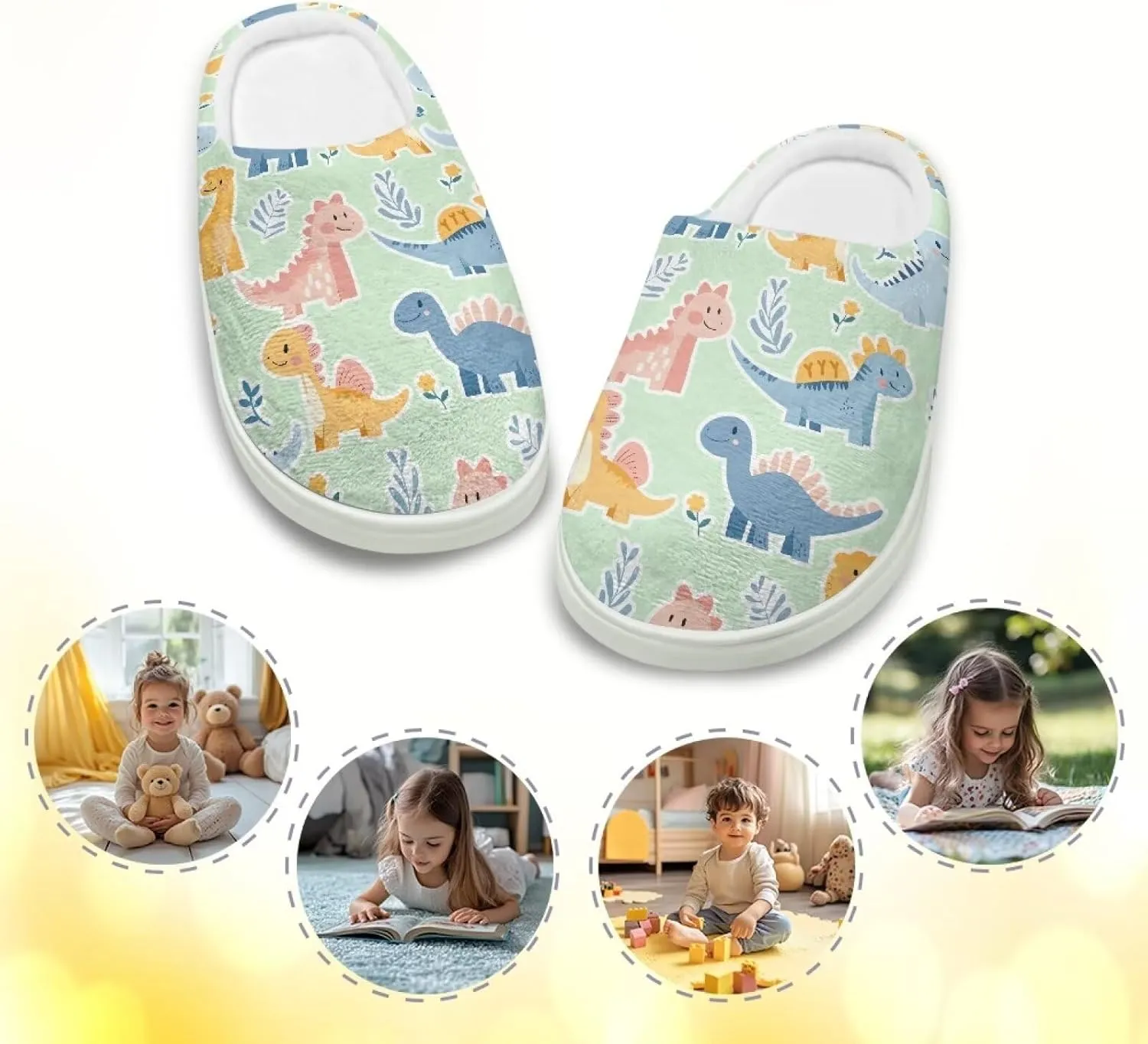 Kids Cotton Slippers Winter Warm Soft Plush Slippers Non Slip Flannel Fuzzy House Shoes Indoor Shoes for Boys Girls US 9-15