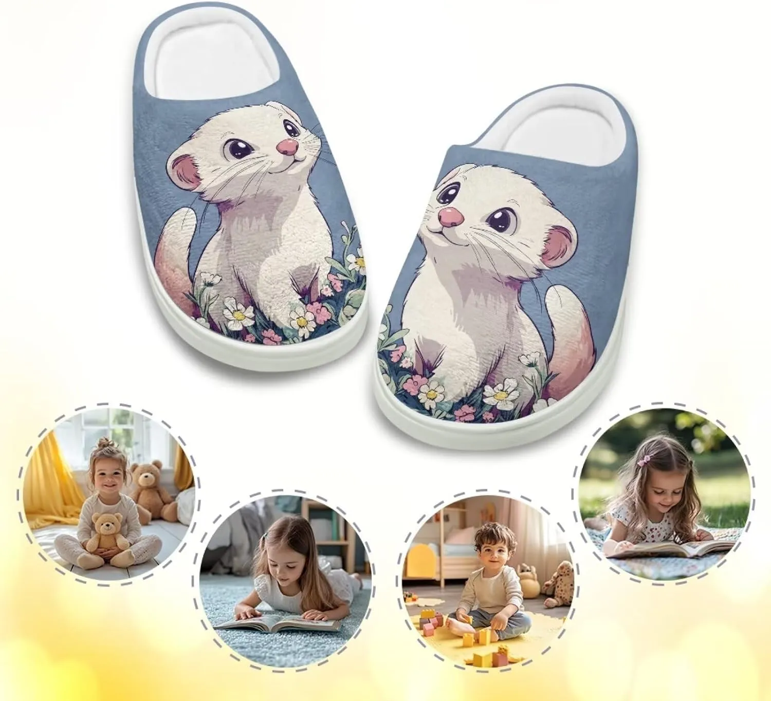 Kids Cotton Slippers Winter Warm Soft Plush Slippers Non Slip Flannel Fuzzy House Shoes Indoor Shoes for Boys Girls US 9-15