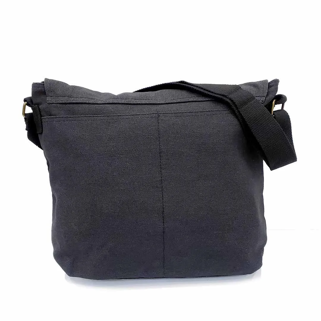 Laptop Bag - Samurai Owl White Ink on Black Canvas Bag by Namu