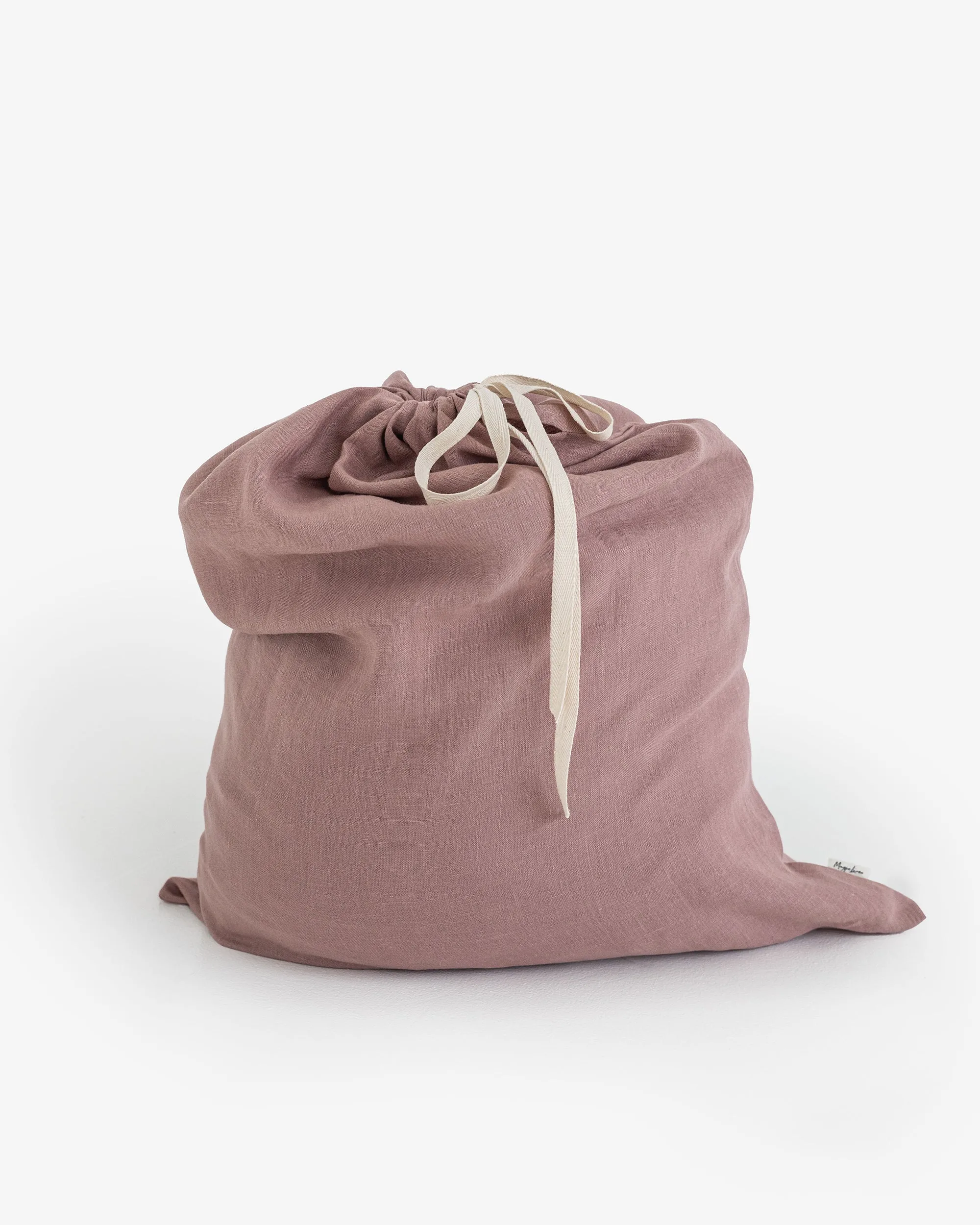 Linen laundry bag in Woodrose