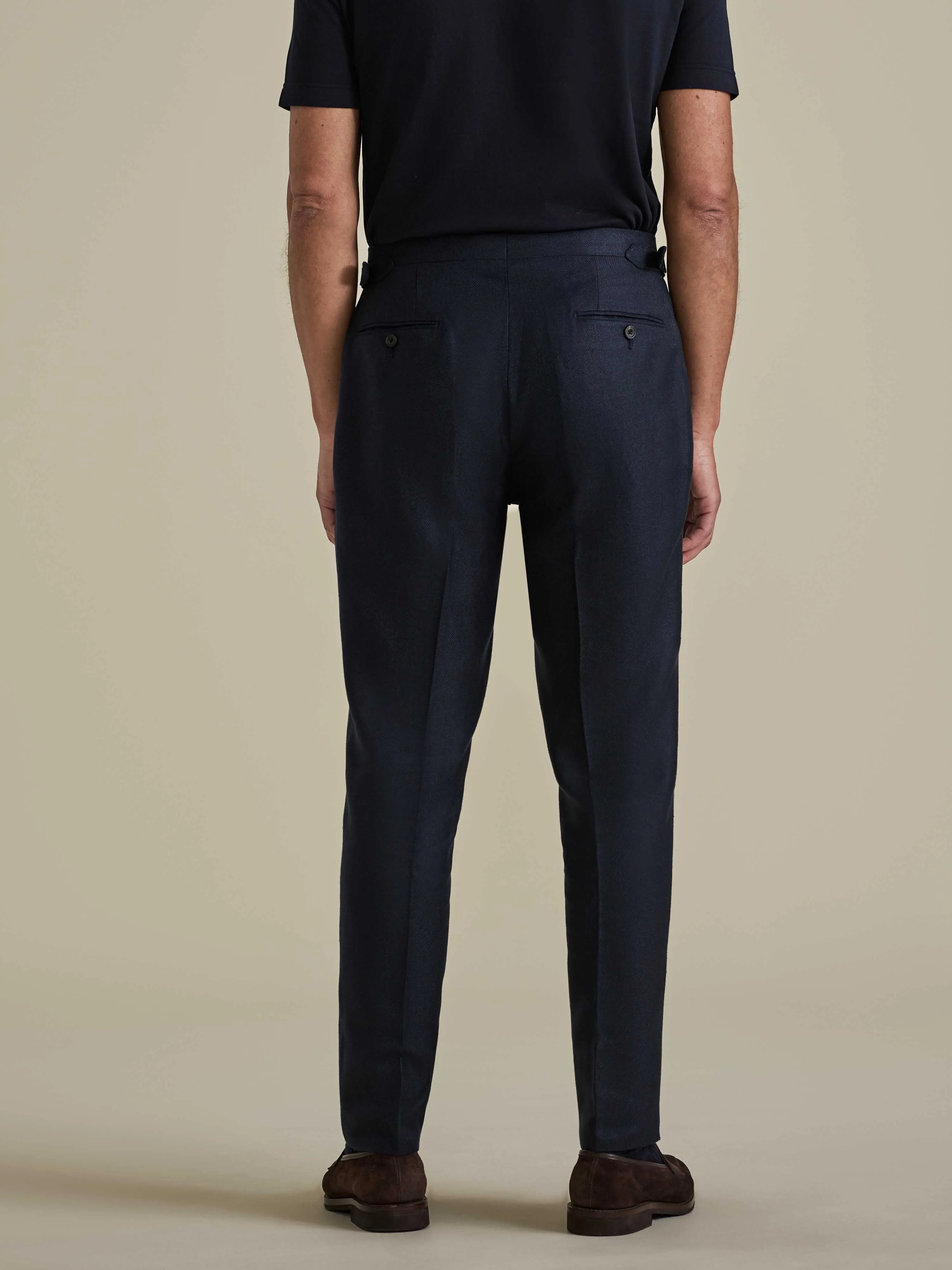 Linen Wool Single Pleat Tailored Trousers