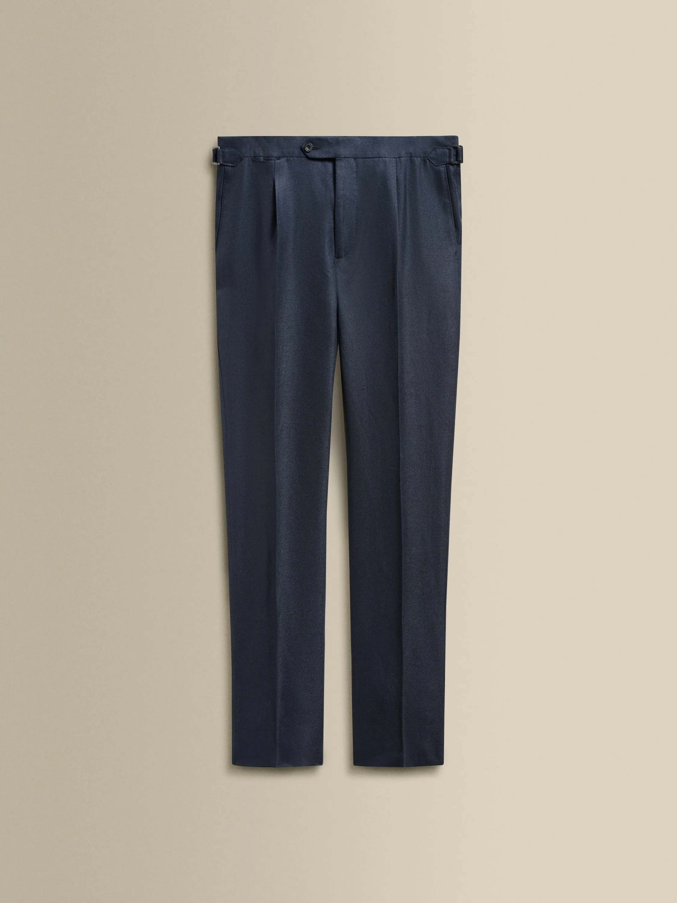 Linen Wool Single Pleat Tailored Trousers