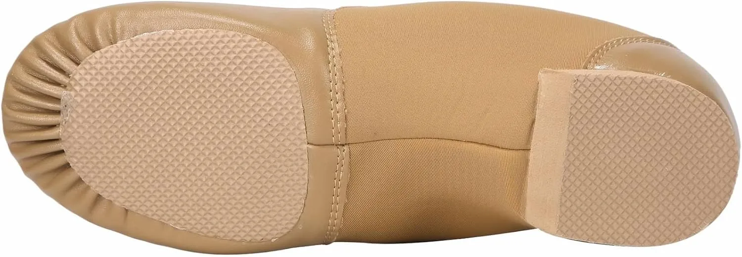 Linodes Unisex PU Leather Upper Slip-on Jazz Shoe with Circle Elastic for Women and Men's Dance Shoes