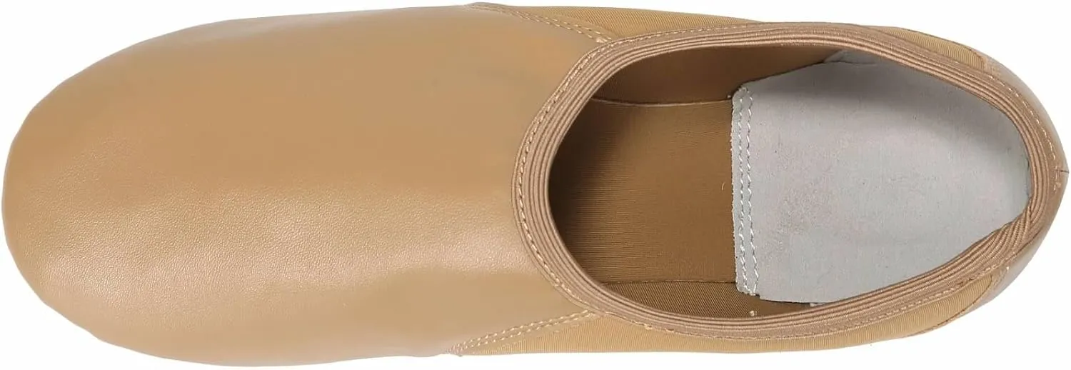 Linodes Unisex PU Leather Upper Slip-on Jazz Shoe with Circle Elastic for Women and Men's Dance Shoes