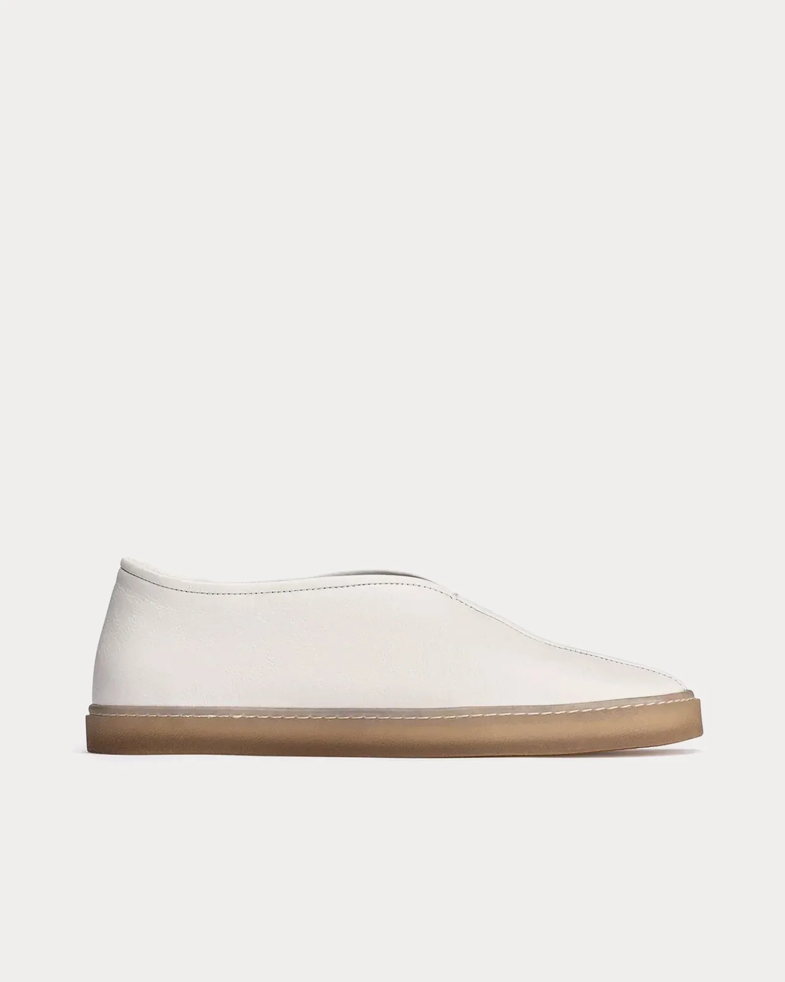 Linoleum Piped Shiny Leather White Slip On Sneakers