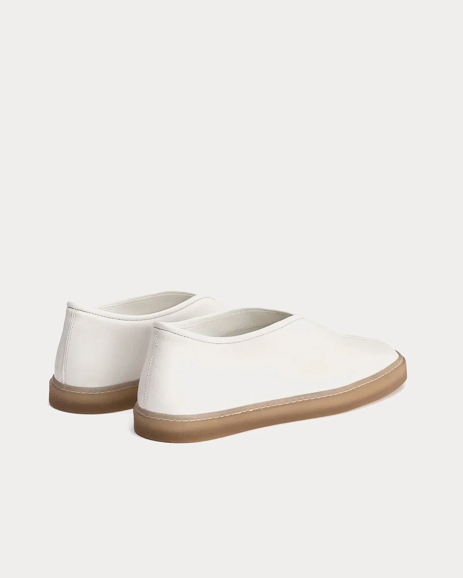 Linoleum Piped Shiny Leather White Slip On Sneakers