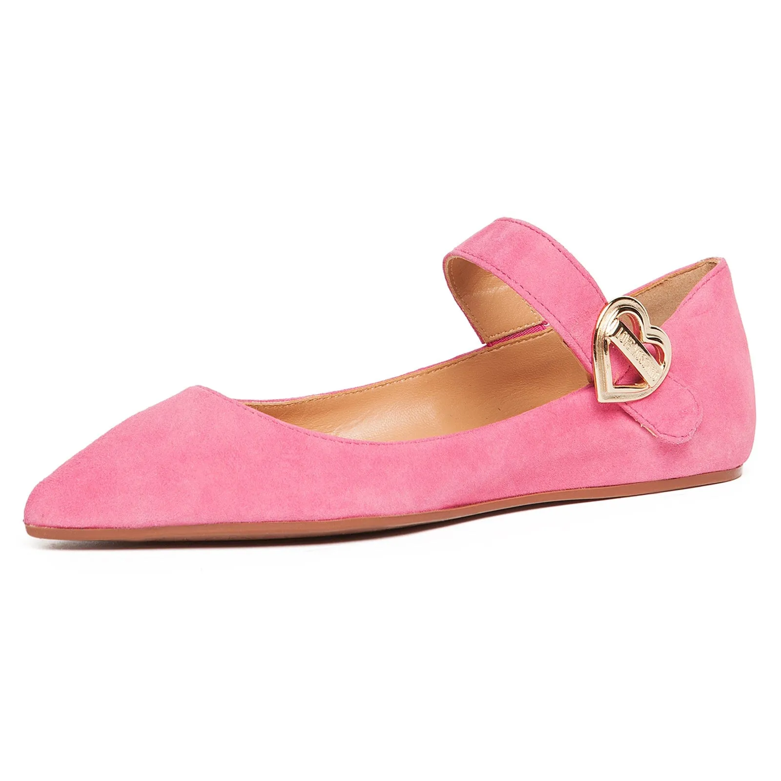 Love Moschino Pink Pointed Toe Mary Jane Flats