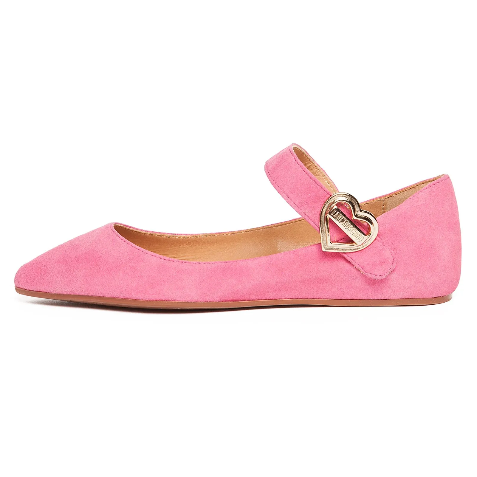 Love Moschino Pink Pointed Toe Mary Jane Flats