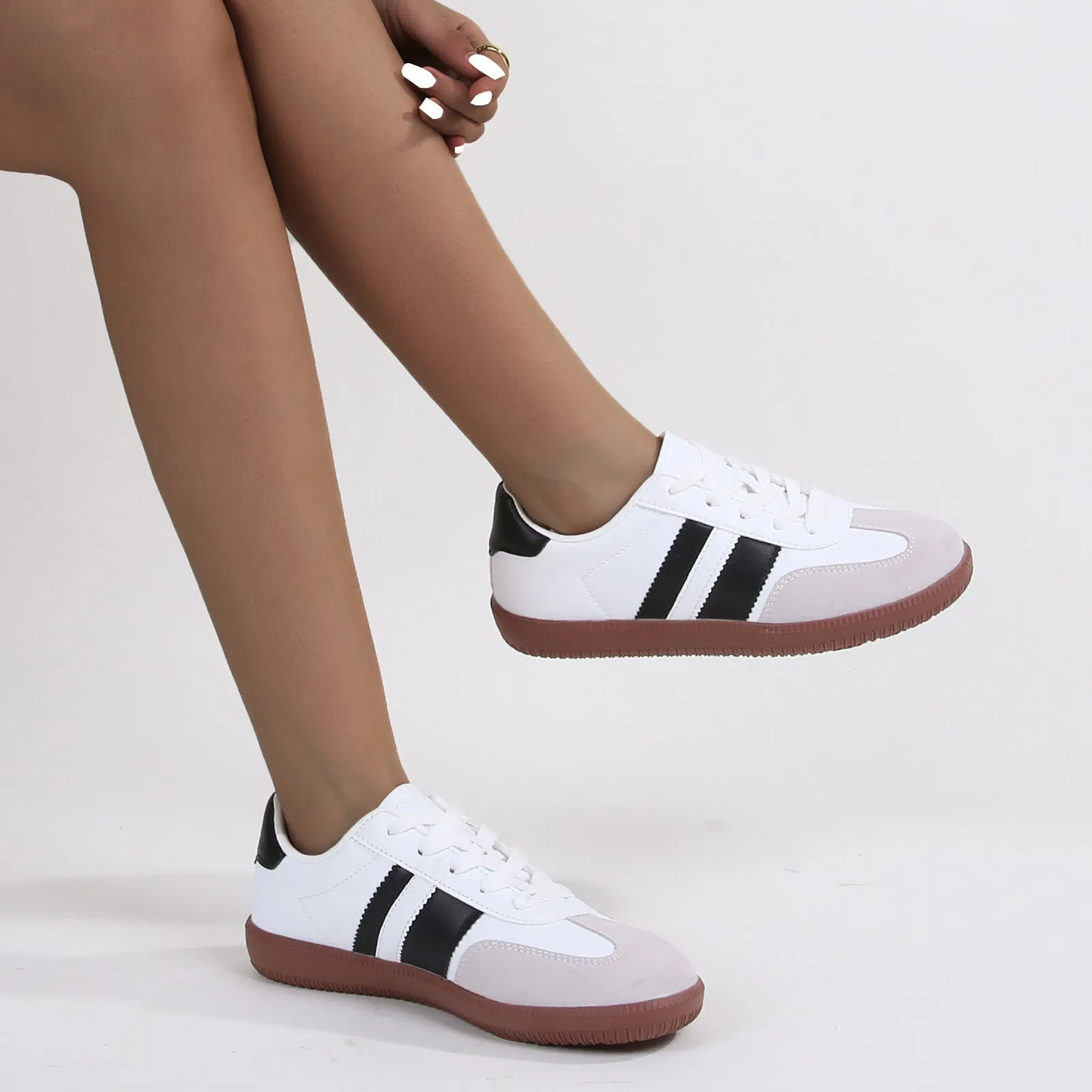 Luella Classic Two-Tone Striped Sneakers