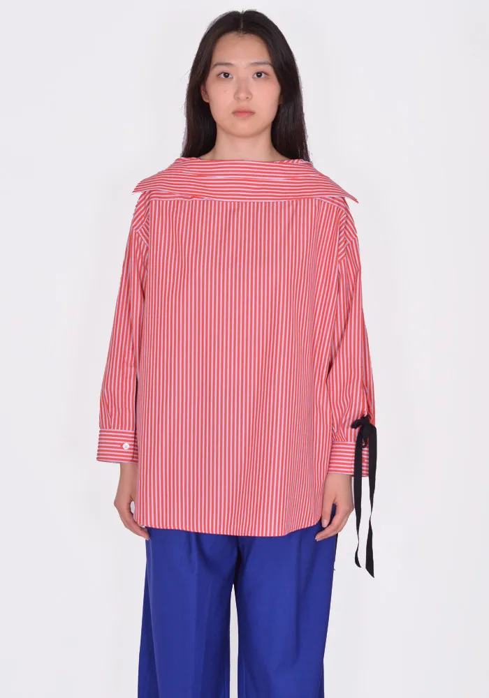 MARINA YEE  SS24-0069-554 BACK TO FRONT SHIRT RED/WHITE/BLUE