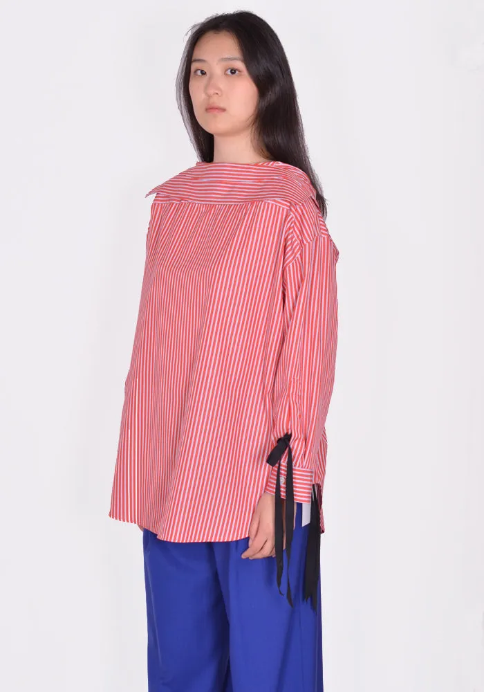 MARINA YEE  SS24-0069-554 BACK TO FRONT SHIRT RED/WHITE/BLUE