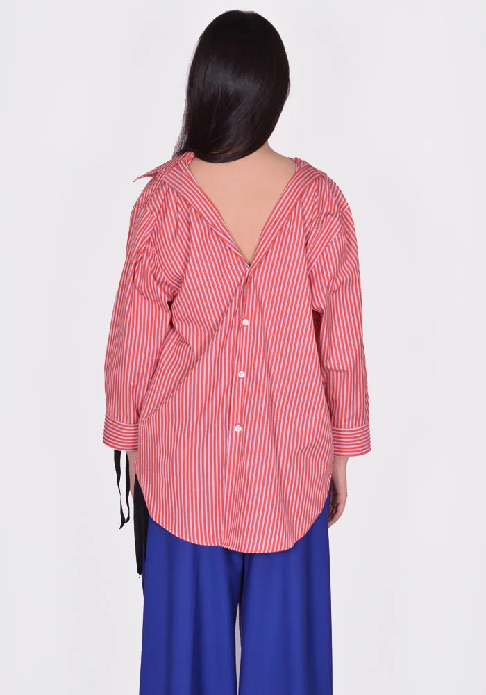 MARINA YEE  SS24-0069-554 BACK TO FRONT SHIRT RED/WHITE/BLUE