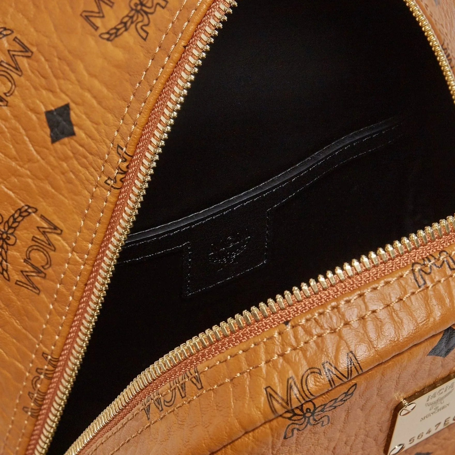 MCM Studded Stark Backpack Black-Brown
