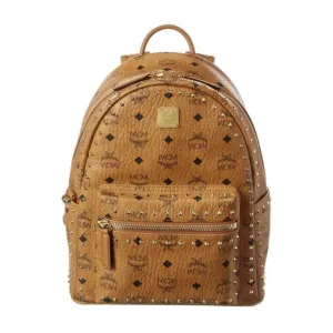 MCM Studded Stark Big Backpack Black-Brown