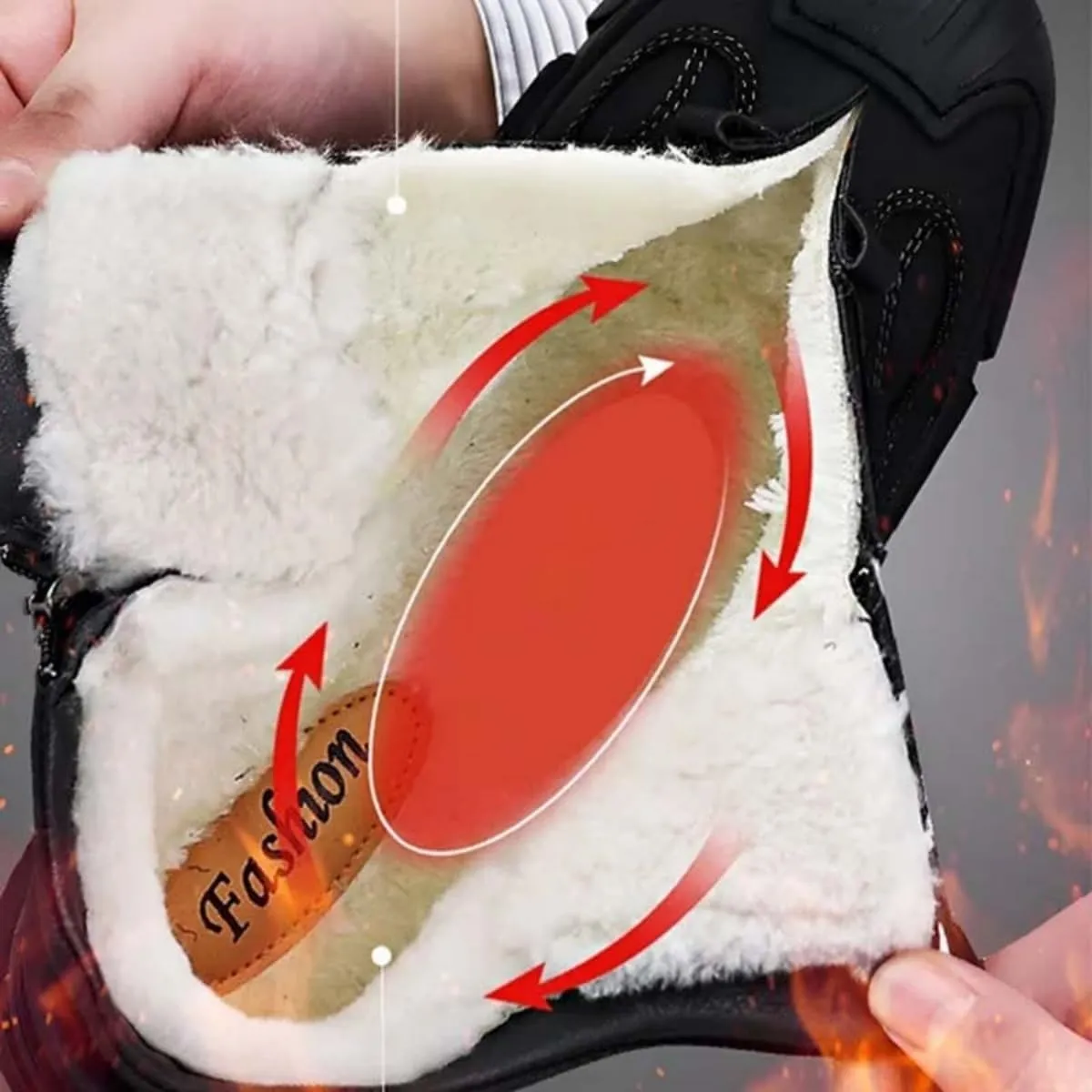 Men's Cashmere Warm Boots, Anti-Slip Snow Boots for Men, Waterproof High-Top Plus Thickened Lining Snow Boots for Men