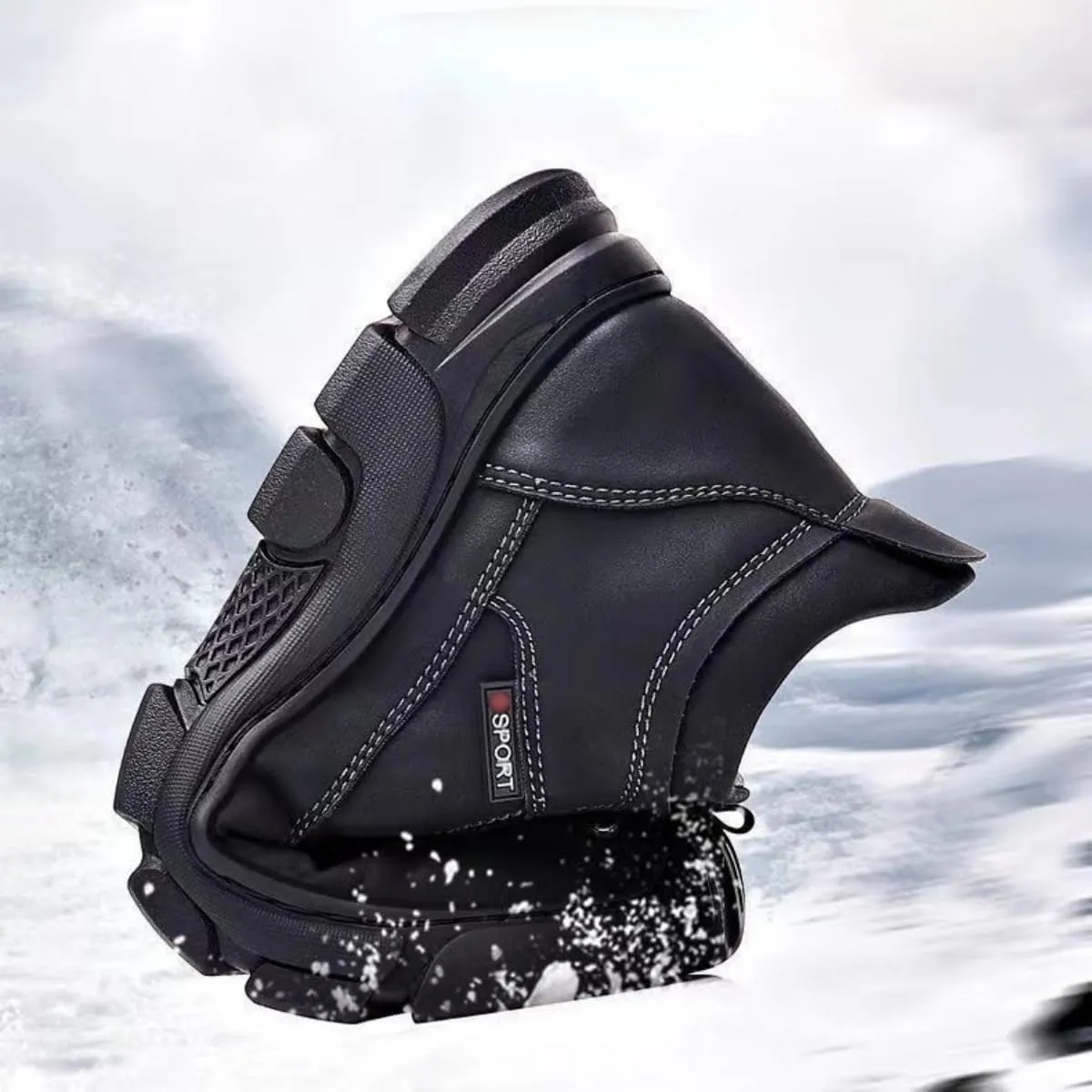 Men's Cashmere Warm Boots, Anti-Slip Snow Boots for Men, Waterproof High-Top Plus Thickened Lining Snow Boots for Men