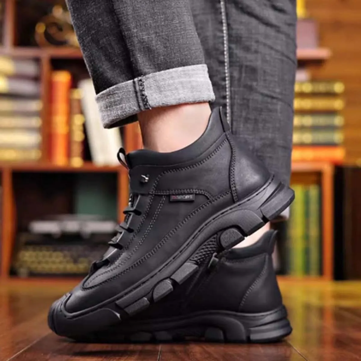 Men's Cashmere Warm Boots, Anti-Slip Snow Boots for Men, Waterproof High-Top Plus Thickened Lining Snow Boots for Men