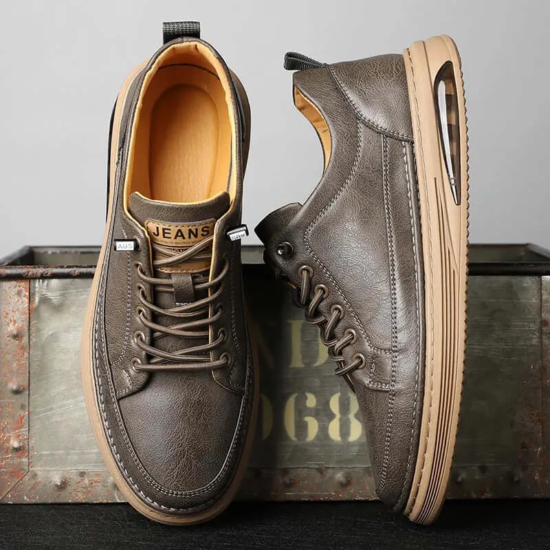 Men's Classic Genuine Leather Sneakers with Comfortable Insole