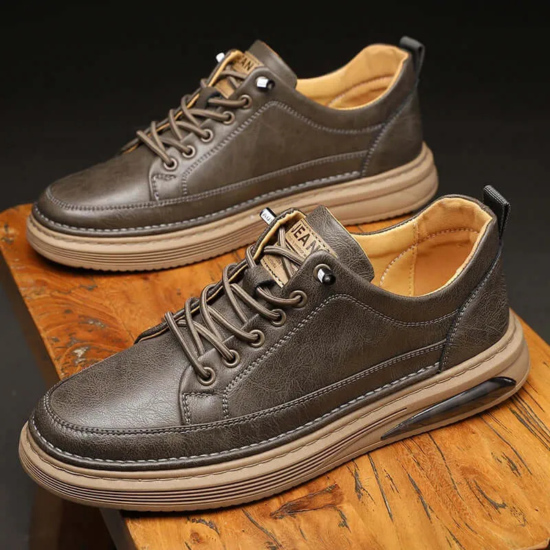 Men's Classic Genuine Leather Sneakers with Comfortable Insole
