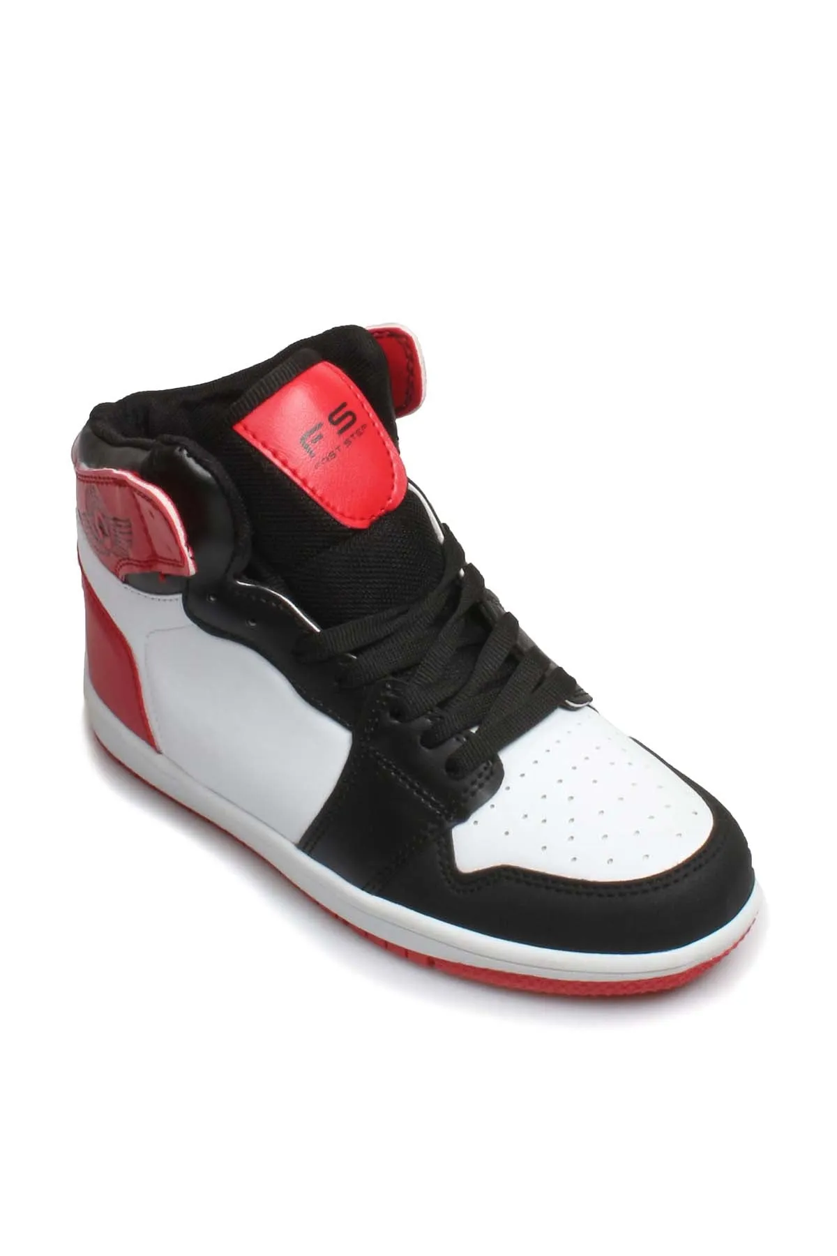 Men's High-Top Sneakers in Black, White, and Red Colorway - Wessi