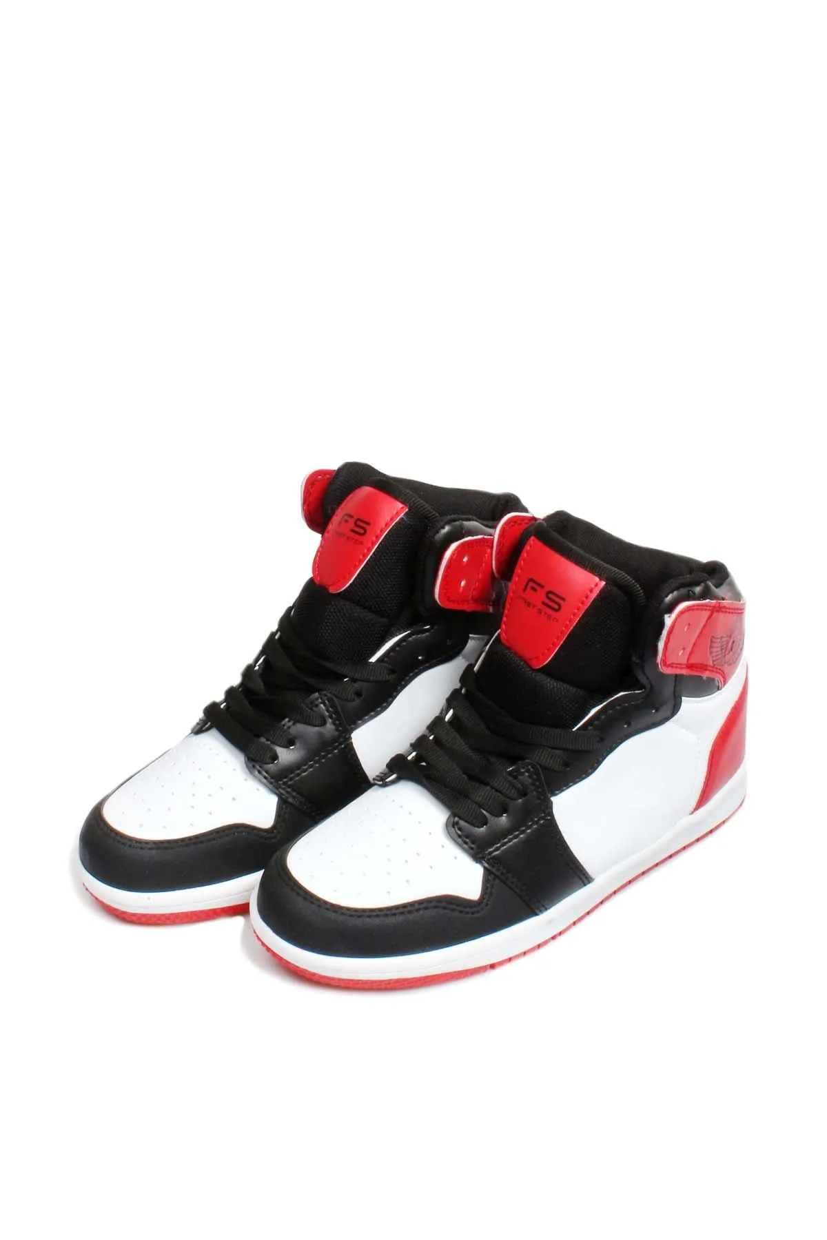 Men's High-Top Sneakers in Black, White, and Red Colorway - Wessi