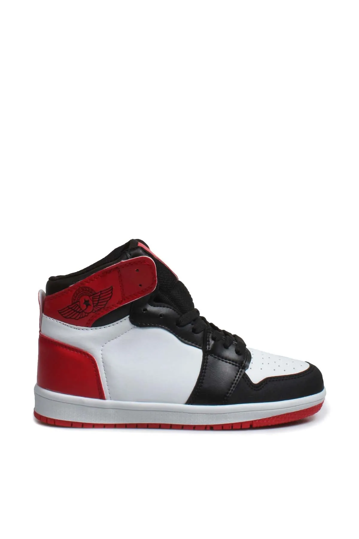Men's High-Top Sneakers in Black, White, and Red Colorway - Wessi