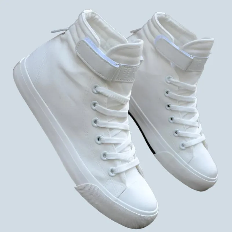 Men's High-Top White Breathable, Lightweight & Non-Slip Canvas Sneakers Shoes