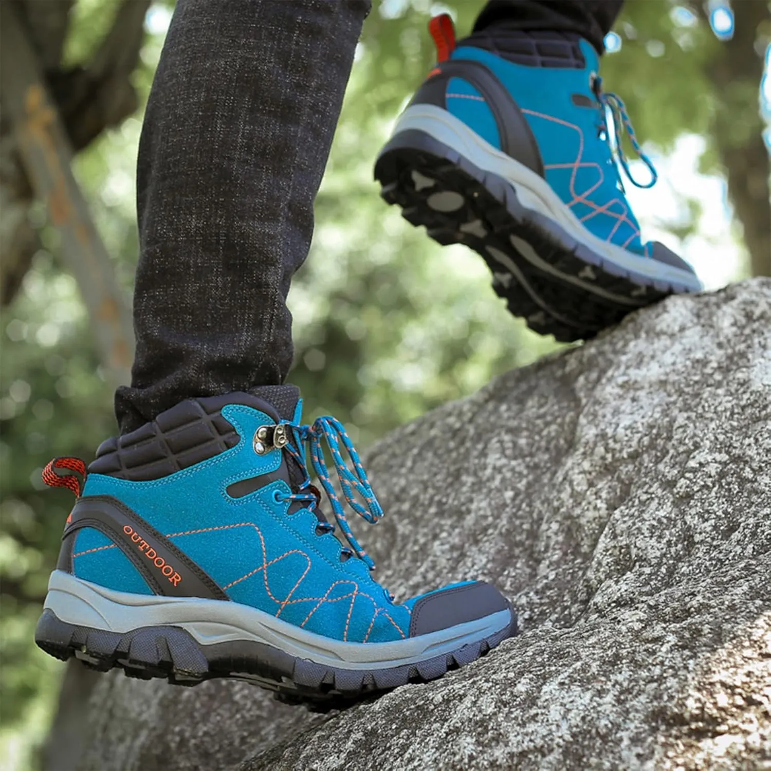 Mens Hiking Boots Waterproof Plus Cashmere Walking Boots Outdoor Camping Climbing Running Non-Slip