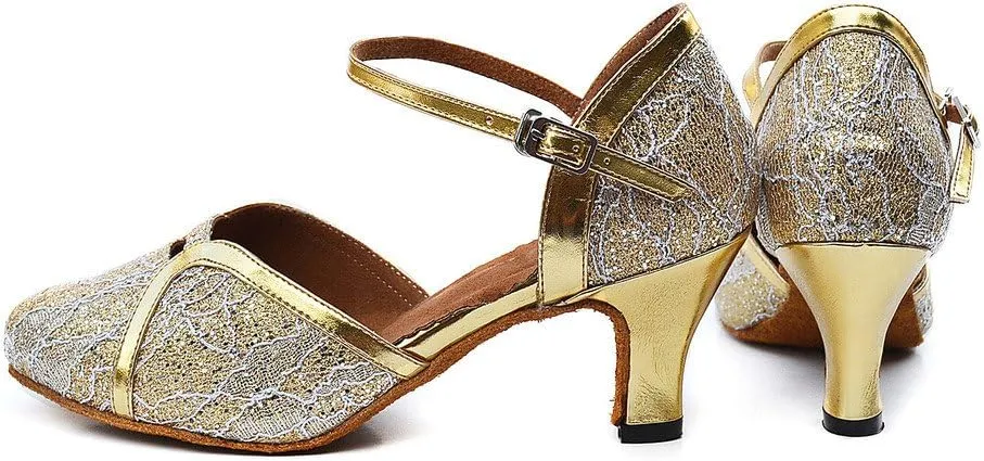 Misu Women's Closed Toe Suede Sole Latin Salsa Tango Practice Ballroom Dance Shoes with 2.2" Heel