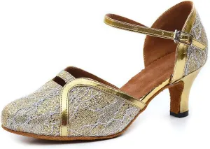 Misu Women's Closed Toe Suede Sole Latin Salsa Tango Practice Ballroom Dance Shoes with 2.2" Heel