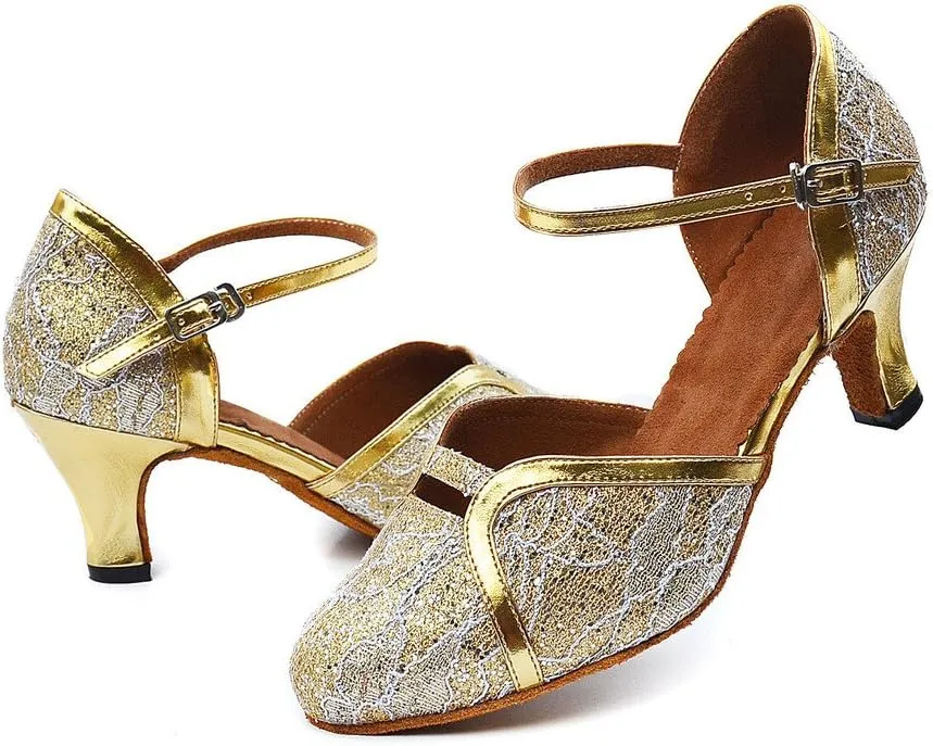 Misu Women's Closed Toe Suede Sole Latin Salsa Tango Practice Ballroom Dance Shoes with 2.2" Heel