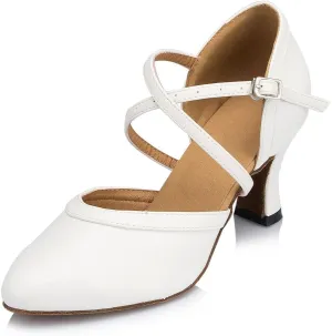 Misu Women's Closed Toe Suede Sole Latin Salsa Tango Practice Ballroom Dance Shoes with 3.1" Heel