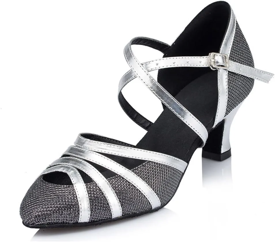Misu Women's Closed Toe Suede Sole Latin Salsa Tango Practice Ballroom Dance Shoes with 3.1" Heel