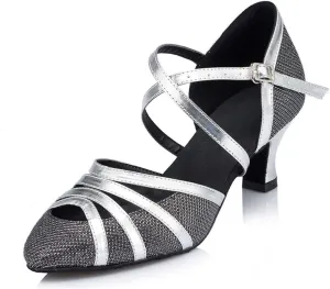 Misu Women's Closed Toe Suede Sole Latin Salsa Tango Practice Ballroom Dance Shoes with 3.1" Heel