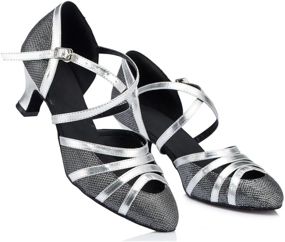 Misu Women's Closed Toe Suede Sole Latin Salsa Tango Practice Ballroom Dance Shoes with 3.1" Heel