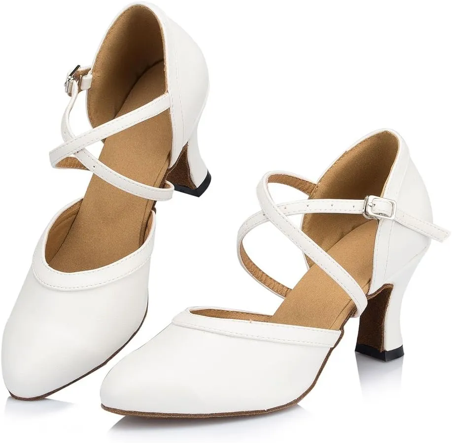 Misu Women's Closed Toe Suede Sole Latin Salsa Tango Practice Ballroom Dance Shoes with 3.1" Heel
