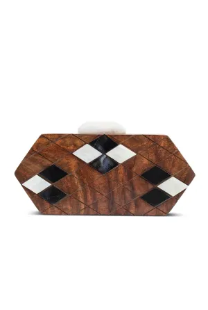 Modern Hexagon Wood Clutch