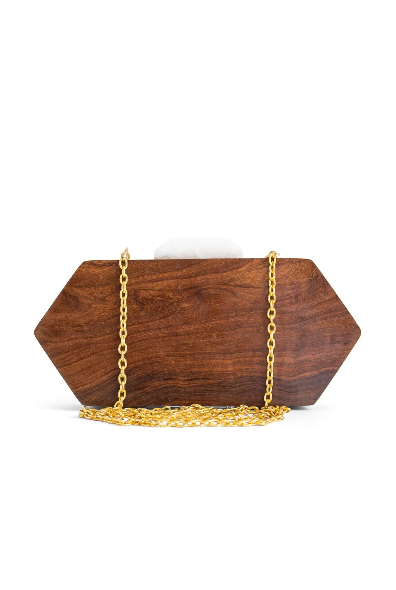 Modern Hexagon Wood Clutch