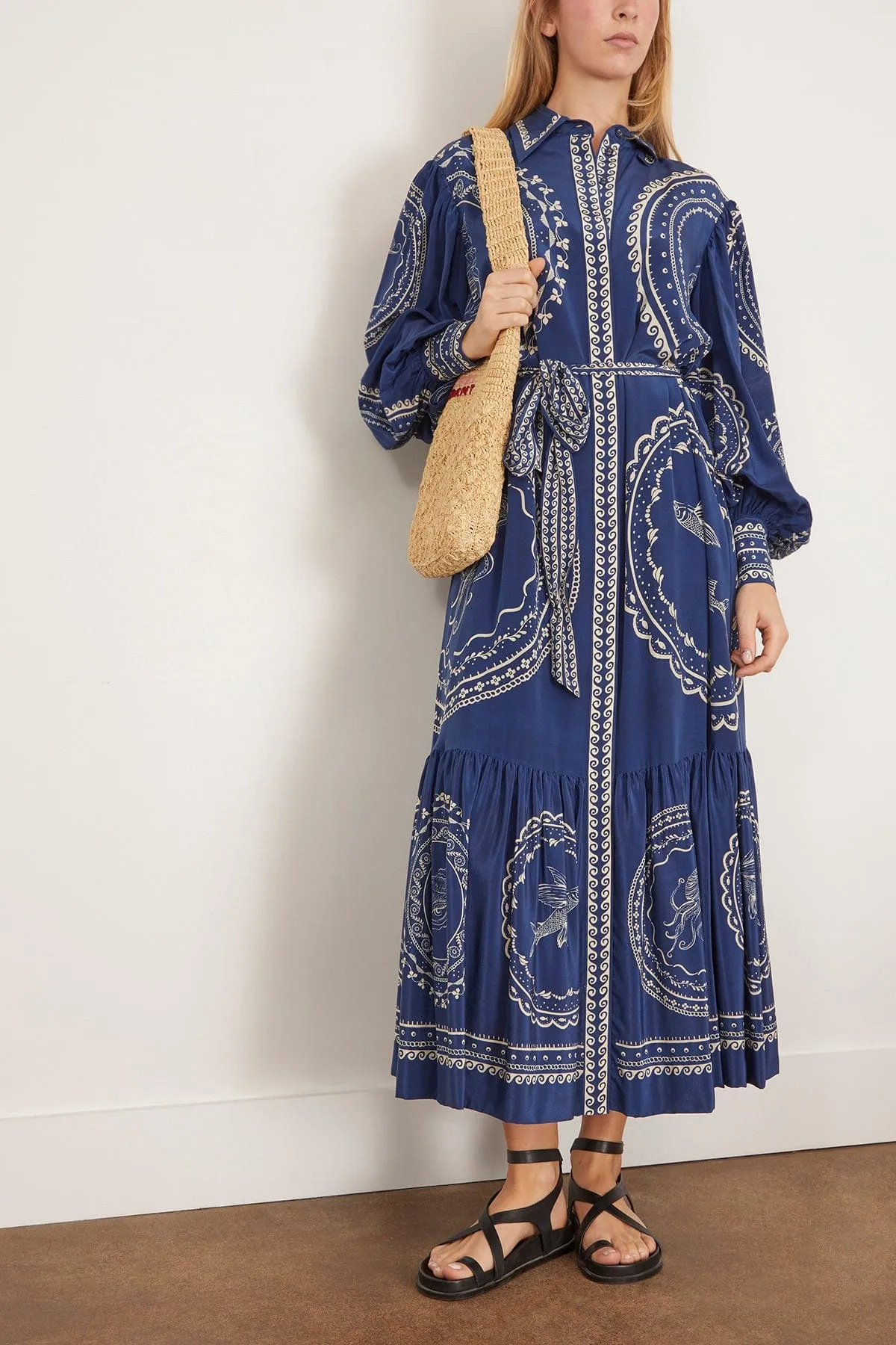 Oceane Silk Shirtdress in Blue (TS)