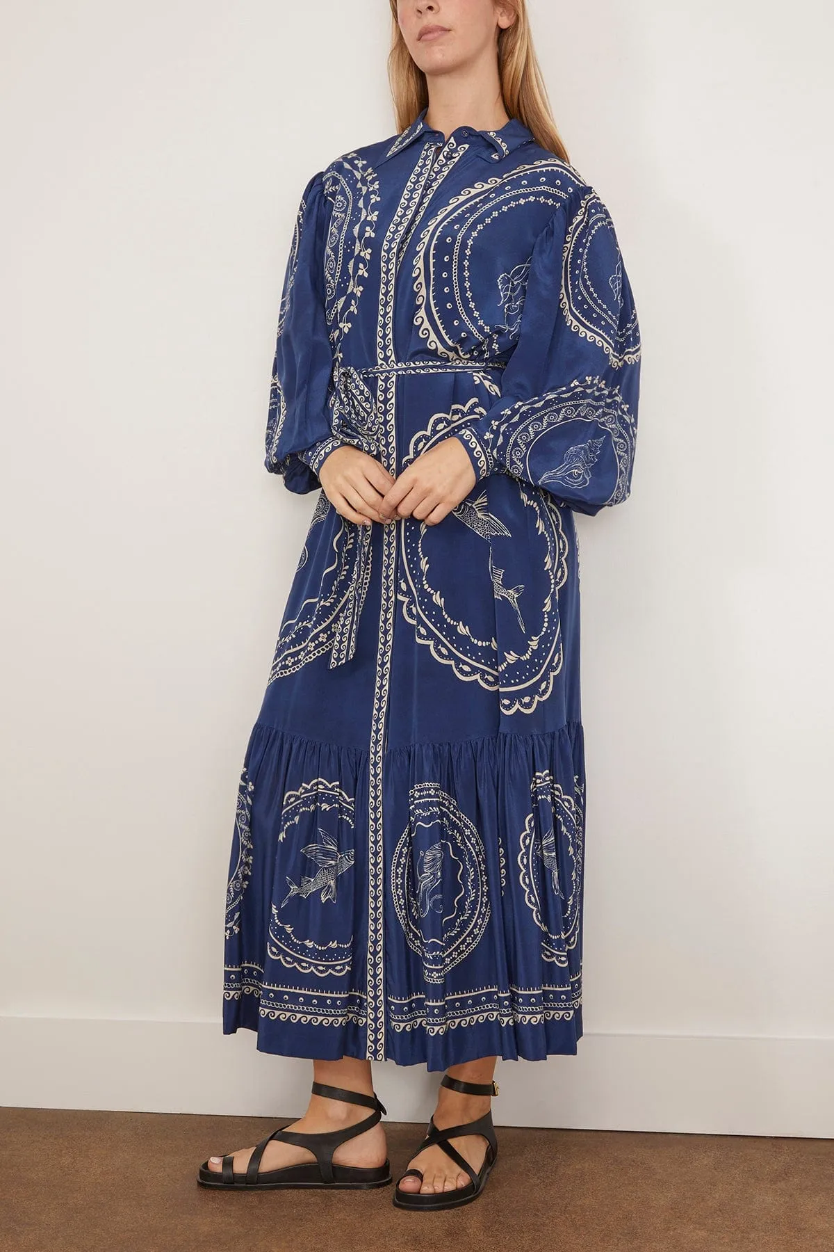 Oceane Silk Shirtdress in Blue (TS)