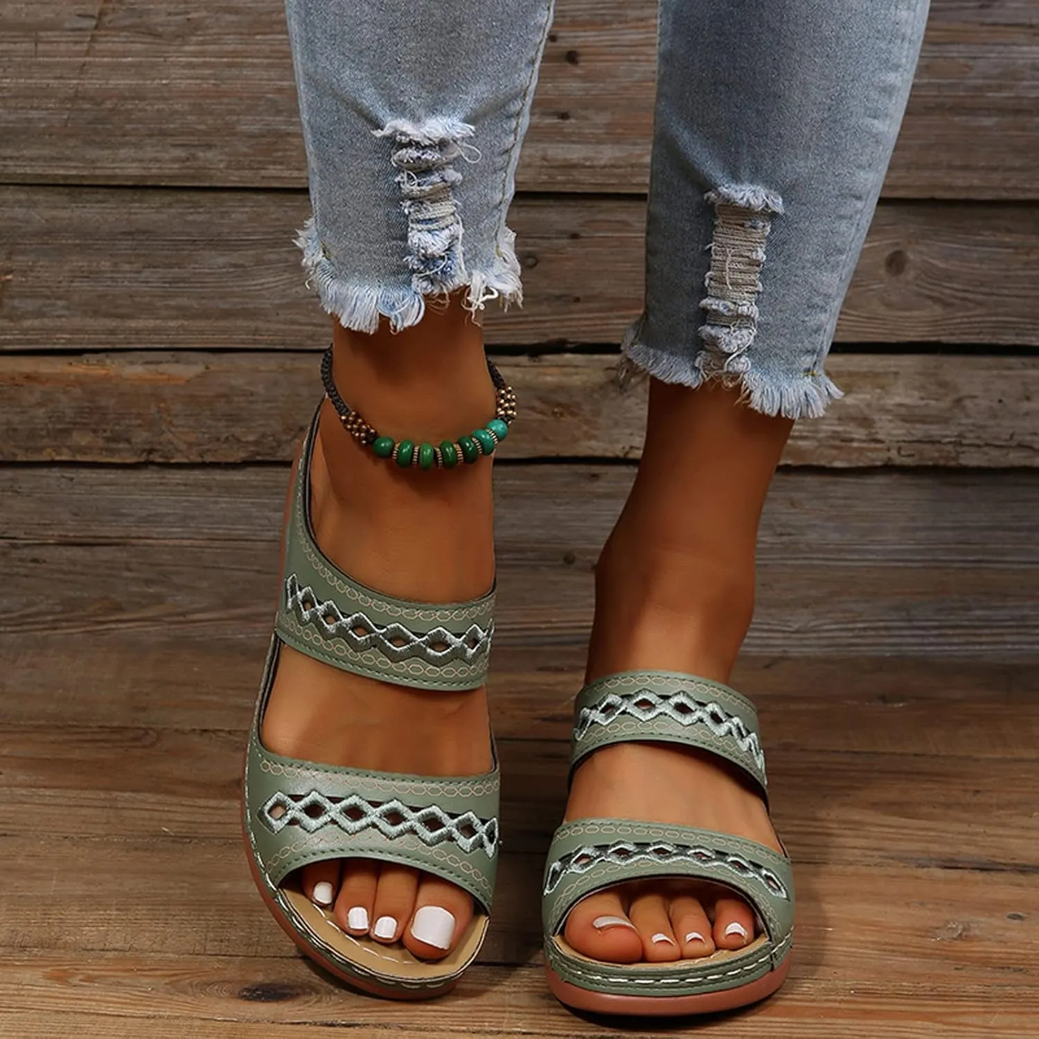 Orthopedic Sandals for Women 2025 Beach Slipsole Open Toe Comfortable Arch Support Wedge Slippers Spring Summer Walking Shoes Outdoor Shoe