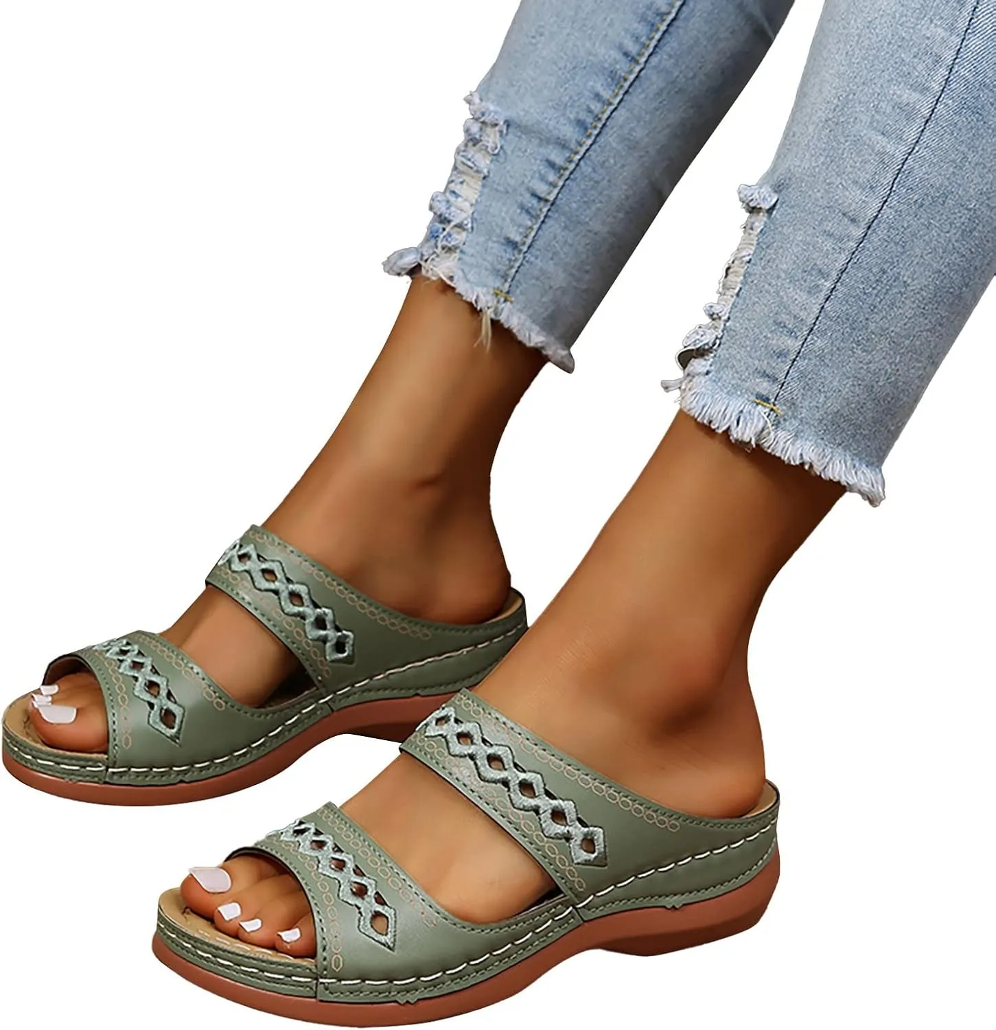Orthopedic Sandals for Women 2025 Beach Slipsole Open Toe Comfortable Arch Support Wedge Slippers Spring Summer Walking Shoes Outdoor Shoe